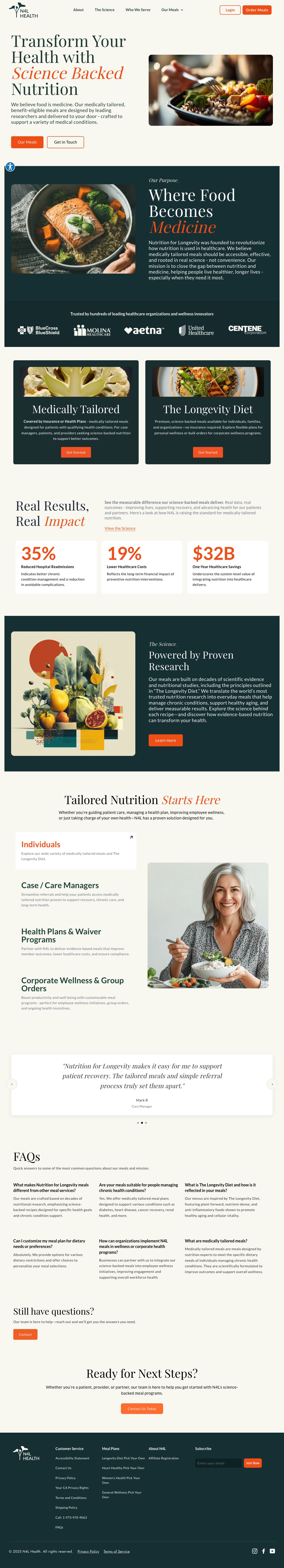Nutrition for Longevity site full-page preview